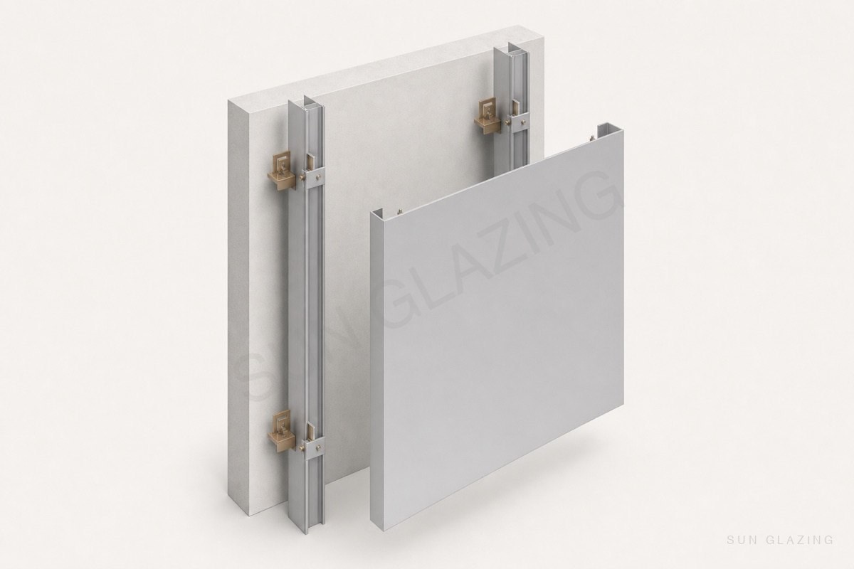ACP tray panel exploded from its rail and bracket sub-structure
