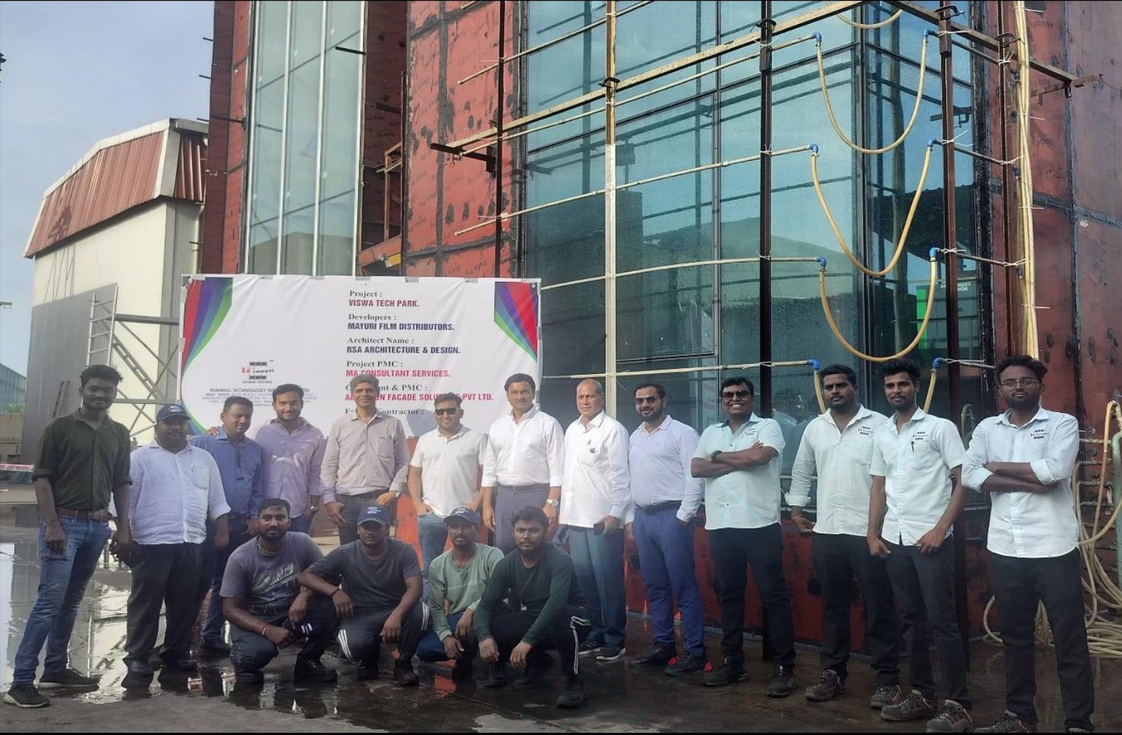 Sun Glazing team at the Vishwa Tech Park performance mock-up test